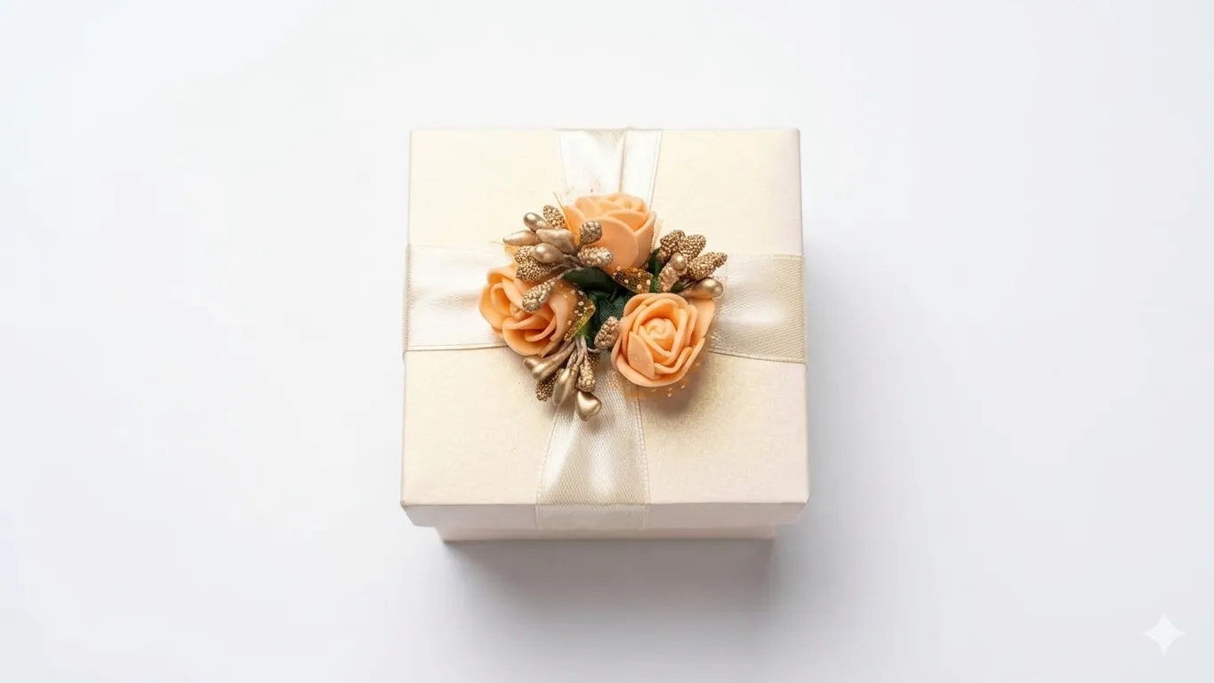 Bidh Boxes for Nikkah rigid white box with gold foil logo