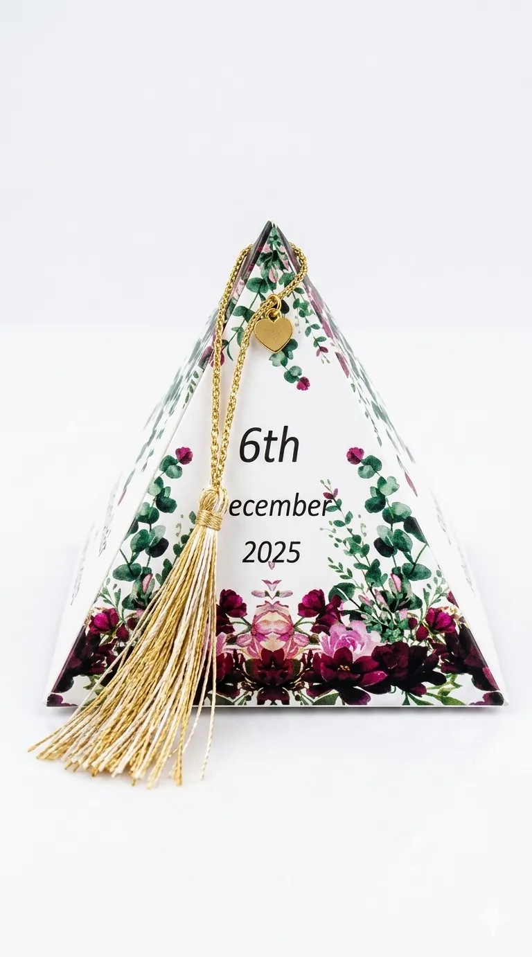 Pakistani Bidh Box pyramid shape with gold tassel
